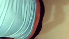 Submissive housewife brunette sucks delivery boy's cock closeup in homemade flash