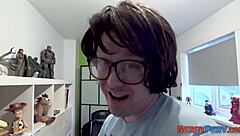 big titted slut tricks nerd into letting her swallow his load whole