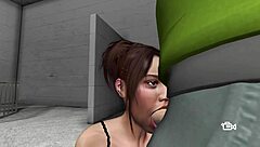 Asian temptress gives suggestive blowjob ending in cumshot