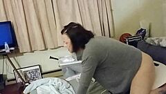 Office slut, suck that cock while riding dildo?