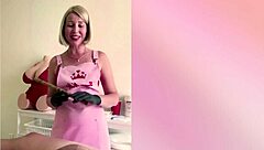 Russian blonde nurse milf gloves up and jerks patient to massive cum explosion