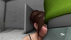 Asian temptress gives suggestive blowjob ending in cumshot