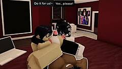 Big black cocks dominate big asses in wild Roblox threesome pounding