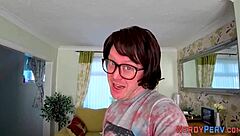 big titted slut tricks nerd into letting her swallow his load whole