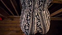 check out this horny petite redhead babe grinding her little ass on guy in public outdoor tease