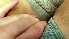 Suggestive Rub of Dripping Pussy Lips Through Panties