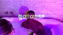 Gasp, hotwife wife takes black monster cock raw in tub!