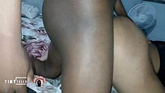 stepbro's ebony wife spreads big ass wide open for teasing black action