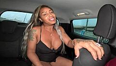 Fuck ebony slut raw in car ride!