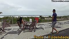 grabbing that hot brunette brazilian beach babe with big ass ready for action