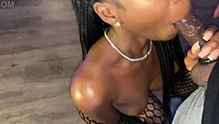 Slim ebony babe slurps BBC to sloppy facial blast! 💦👅😈