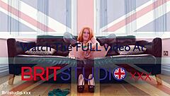 British redhead Victoria Greene delivers foot fetish jerk off instructions in lingerie