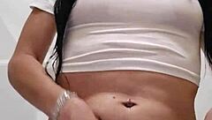 Emy Angel's wet t-shirt clings to every curve