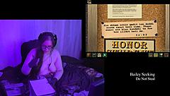 Brunette BBW's Huge Natural Tits in Naked Playthrough