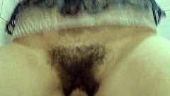 He couldn't hold back and dumped his cum deep in her hairy pussy while she rode him hard as his wife