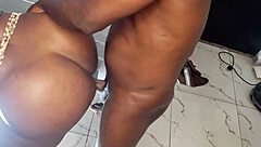 Bb w fat ass bent over stairs rail for bbc doggy 🍑🍆🔥