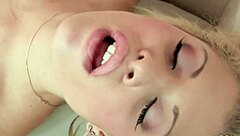 Blonde seeks brunette friend's help scissoring with double dildo