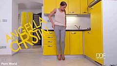 Pornstar Model Tours Home in Heels Lingerie