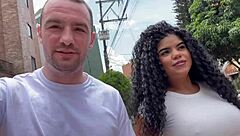 Busty Curly Latina Squirts Multiple Times on Raw Huge White Cock in Lingerie