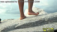 Giggles' Bare Feet Get Soaked on Beach Backstage at Beat2Feet.com