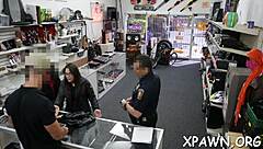 Darling couple shares passionate encounter in the shop secretly