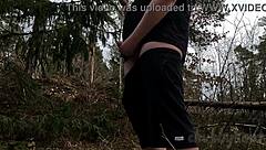 chubbykaot flashes curvy belly again in wild forest public tease