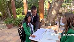 Petite Bookworm Teens Suck Cock and Fuck Doggystyle in Freeuse Uniforms