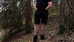 chubbykaot flashes curvy belly again in wild forest public tease