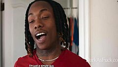 lesbian porn fan blackmails hot ebony duo into sucking huge black cock