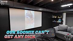 Our desperate roomie begs for dick gets bareback double penetration squirting orgy