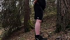 chubbykaot flashes curvy belly again in wild forest public tease