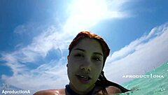 damn marina gold chokes on cock then squirts on beach 🌊🍆💦