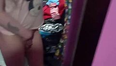 Natural titted ladyboy teases erotically in tight pink shirt