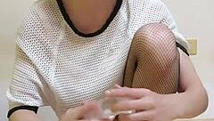 ting xuan fishnets ridin dildo masturbatin bad!!