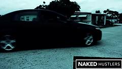 latina girlfriend ditched from car drops to suck stranger's throbbing cock eagerly