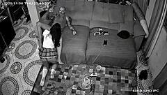 Security Cam Catches Stepdaughter Sucking Stepdad While He Talks To Wife