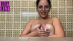 i dance put cream on my huge tits and play with you