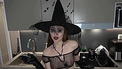 sexy goth witch grabs your cumshot for halloween potion in pov deepthroat