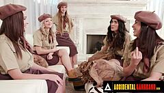scout leader accidentally triggers 5 teen 18+ scouts into rough gangbang orgy