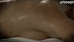 Oily massage turns into Claudia Macc and Caprice's steamy pussy play