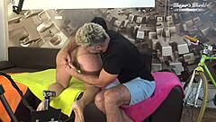 Hairy Christina Santes fucks Mugur backstage