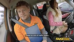 gia rides my monster cock hard as student driving instructor fake driving school