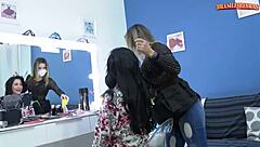 Two naughty lesbians lick and suck each other's wet pussies!