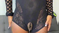 Up close worship those big black pussy lips on petite slut