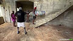 amateur couple celebrates new building with bent over doggystyle foursome creampie orgy