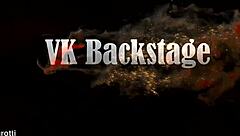 Babe Kitsune Liss gags on Leo Casanova's monster cock in her ass uncensored backstage with deepthroat and gaping