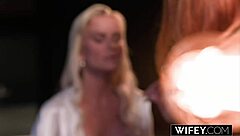 hot blonde milf tatiana steele bent over riding bbc doggystyle while hubby films her big tits bouncing