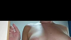 Sexy curvy teen poses sensual big tits ass in mirror homemade tease