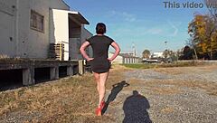 Completely Bottomless Big Ass Milf Flashes Walking Public Docks