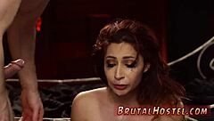 BDSM bound teen anal fucked ROUGH in garage 😩🔥